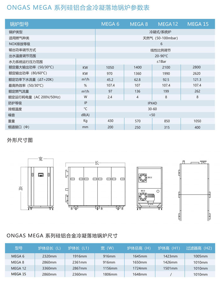 落地式冷凝锅炉 ONGAS MEGA 系列